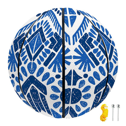 Blue And White Aztec Pattern Print Basketball