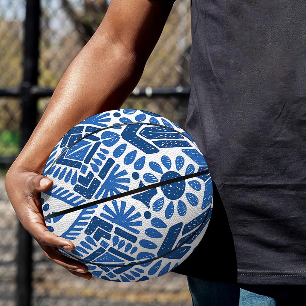 Blue And White Aztec Pattern Print Basketball