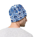 Blue And White Aztec Pattern Print Beanie