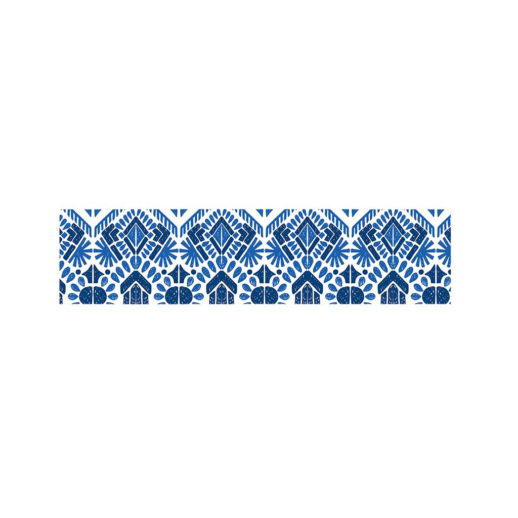 Blue And White Aztec Pattern Print Bed Runner