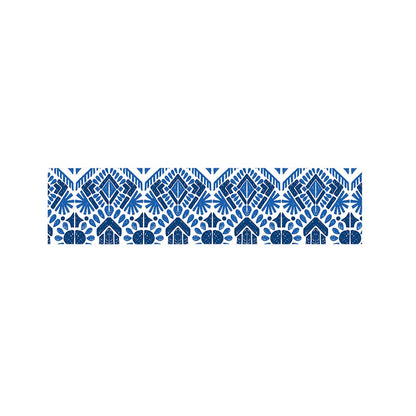 Blue And White Aztec Pattern Print Bed Runner