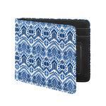 Blue And White Aztec Pattern Print Bifold Wallet
