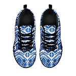 Blue And White Aztec Pattern Print Black Running Shoes