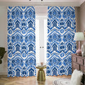 Blue And White Aztec Pattern Print Dimout Pencil Pleat Curtains