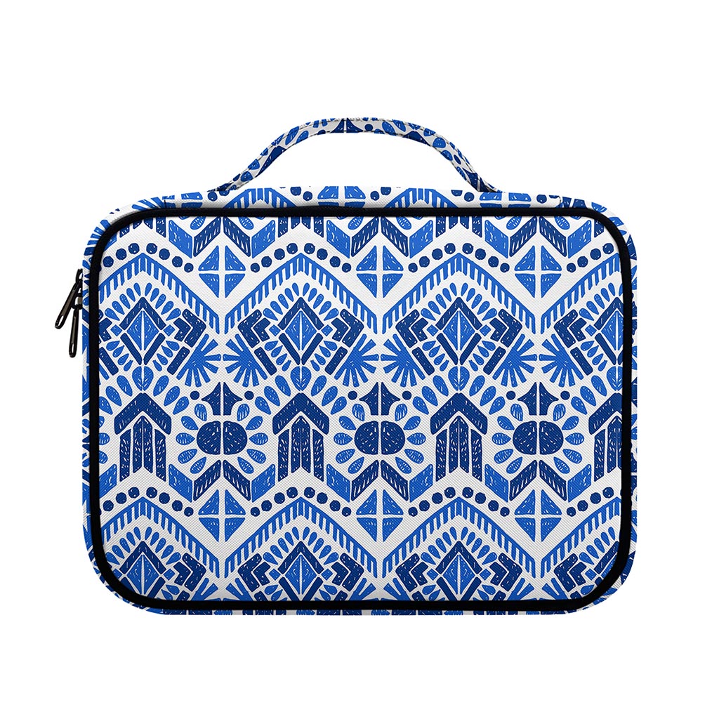 Blue And White Aztec Pattern Print Briefcase Bible Bag