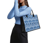 Blue And White Aztec Pattern Print Canvas Tote Bag