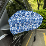 Blue And White Aztec Pattern Print Car Side Mirror Covers
