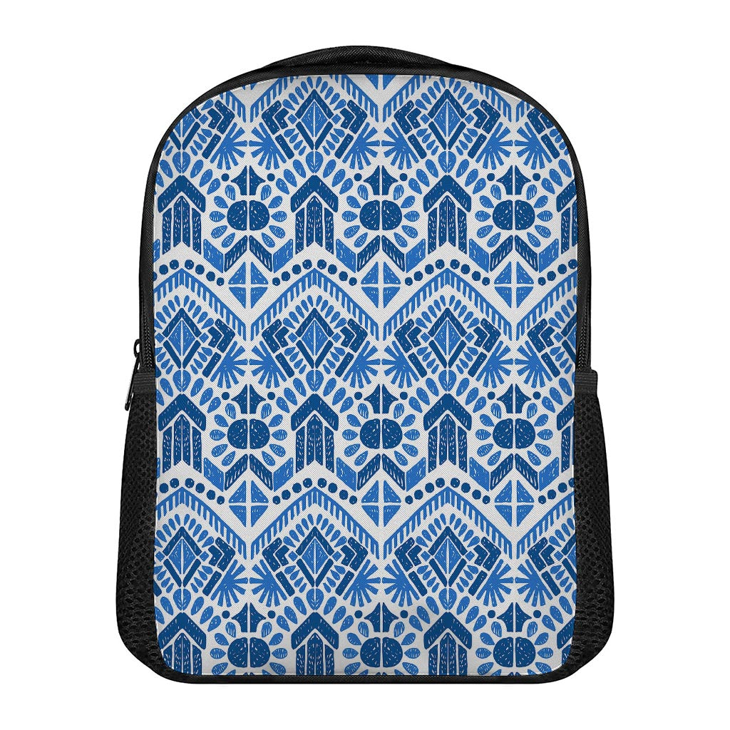 Blue And White Aztec Pattern Print Casual Backpack