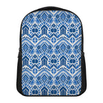 Blue And White Aztec Pattern Print Casual Backpack