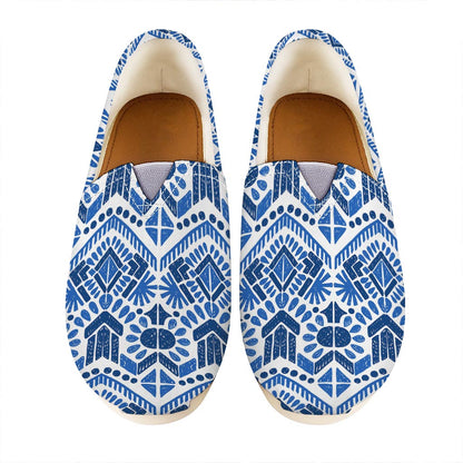 Blue And White Aztec Pattern Print Casual Shoes