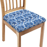 Blue And White Aztec Pattern Print Chair Cushion Cover
