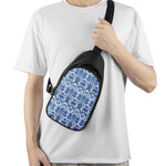 Blue And White Aztec Pattern Print Chest Bag