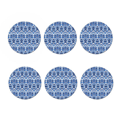 Blue And White Aztec Pattern Print Coaster Set