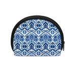Blue And White Aztec Pattern Print Coin Purse