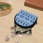 Blue And White Aztec Pattern Print Coin Purse