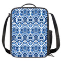Blue And White Aztec Pattern Print Crossbody Lunch Bag