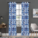 Blue And White Aztec Pattern Print Curtain