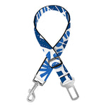 Blue And White Aztec Pattern Print Dog Seat Belt
