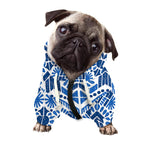 Blue And White Aztec Pattern Print Dog Zip Up Hoodie
