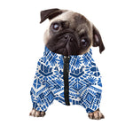 Blue And White Aztec Pattern Print Dog Zip Up Jacket