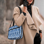 Blue And White Aztec Pattern Print Double Strap Bible Bag