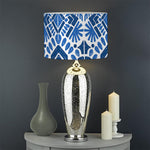 Blue And White Aztec Pattern Print Drum Lamp Shade