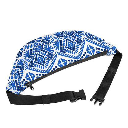 Blue And White Aztec Pattern Print Fanny Pack