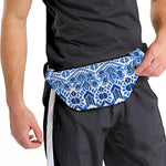 Blue And White Aztec Pattern Print Fanny Pack