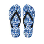 Blue And White Aztec Pattern Print Flip Flops