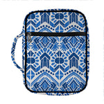 Blue And White Aztec Pattern Print Front Pocket Bible Bag