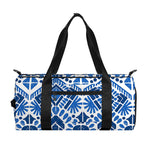 Blue And White Aztec Pattern Print Gym Bag