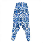 Blue And White Aztec Pattern Print Hammer Pants