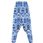 Blue And White Aztec Pattern Print Hammer Pants