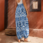Blue And White Aztec Pattern Print Harem Pants
