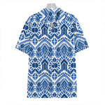 Blue And White Aztec Pattern Print Hawaiian Shirt