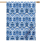 Blue And White Aztec Pattern Print House Flag