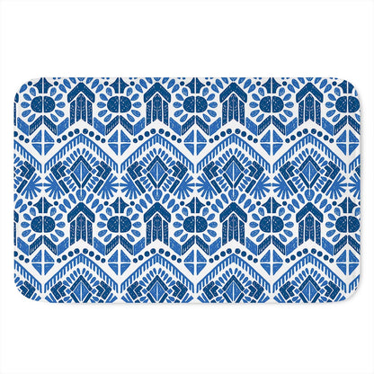 Blue And White Aztec Pattern Print Indoor Door Mat