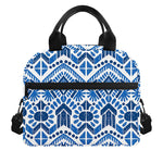 Blue And White Aztec Pattern Print Insulated Lunch Bag
