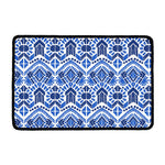 Blue And White Aztec Pattern Print Kitchen Mat