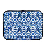 Blue And White Aztec Pattern Print Laptop Sleeve