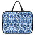 Blue And White Aztec Pattern Print Laptop Sleeve With Handle