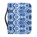 Blue And White Aztec Pattern Print Leather Bible Cover