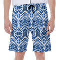 Blue And White Aztec Pattern Print Men's Beach Shorts