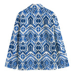 Blue And White Aztec Pattern Print Men's Blazer