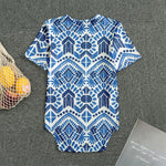 Blue And White Aztec Pattern Print Men's Bodysuit