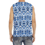 Blue And White Aztec Pattern Print Men's Fitness Tank Top
