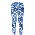 Blue And White Aztec Pattern Print Men's Leggings