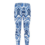 Blue And White Aztec Pattern Print Men's leggings