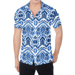 Blue And White Aztec Pattern Print Men's Shirt