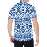 Blue And White Aztec Pattern Print Men's Shirt
